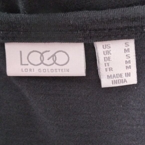 LOGO by Lori Goldstein | Black Cotton Tunic Top with Pleated Hem | Size S - Picture 4 of 5